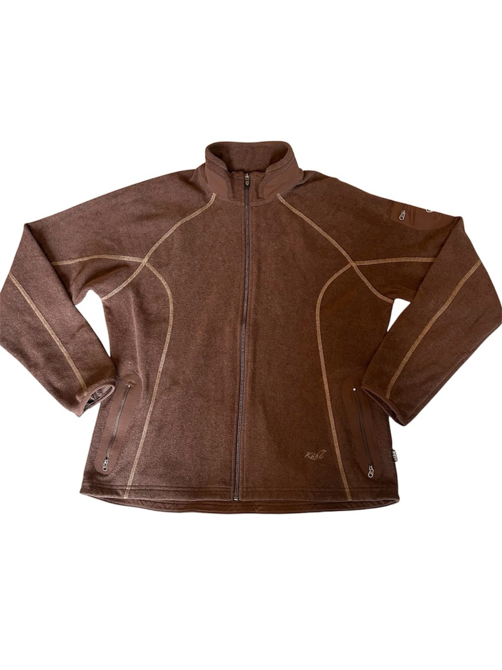 KUHL Alfpaca Fleece Jacket Outdoors Full Zip Up Sweater Hiking Brown Womens XL
